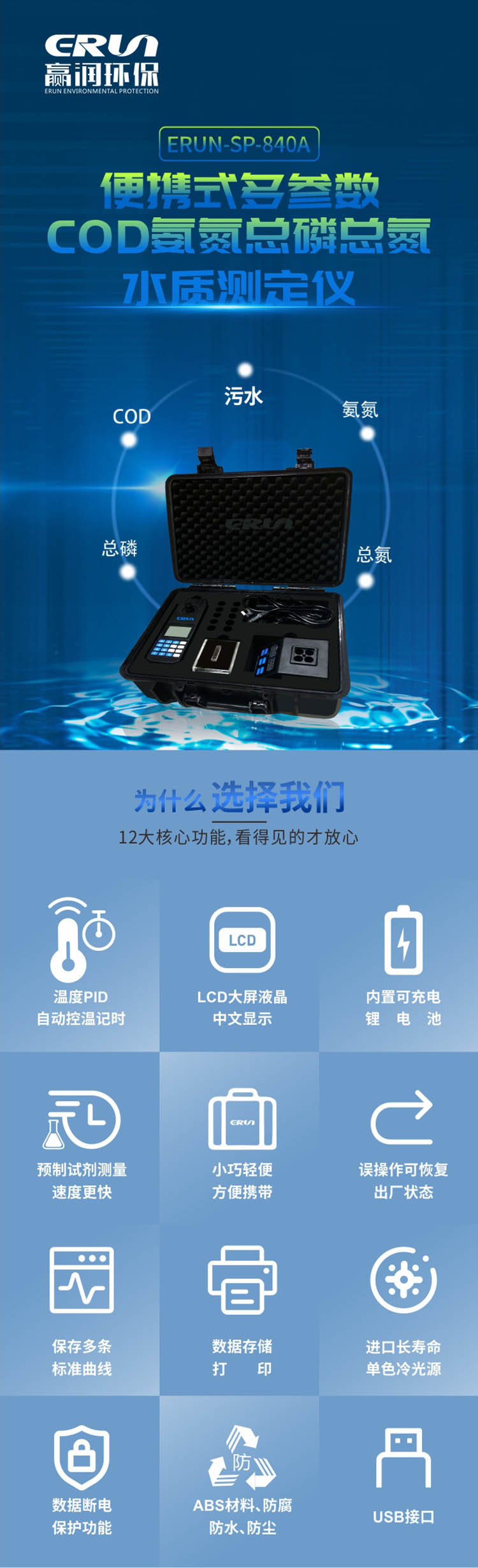 便攜式多參數(shù)COD、氨氮、總磷、總氮水質(zhì)測定儀